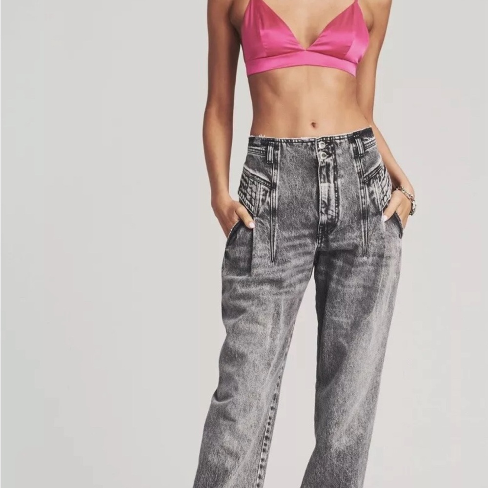 Retrofete Miriam Jean Pant Size 26 NWT 1990s Jogger Vibe Acid Wash Black